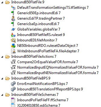 Inbound EDI 850 Purchase Order to Flatfile EBI 3 Project Objects