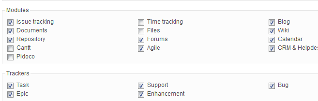 Cleo Clarify 3 SVN Repository plan.io assign trackers and modules to sub project