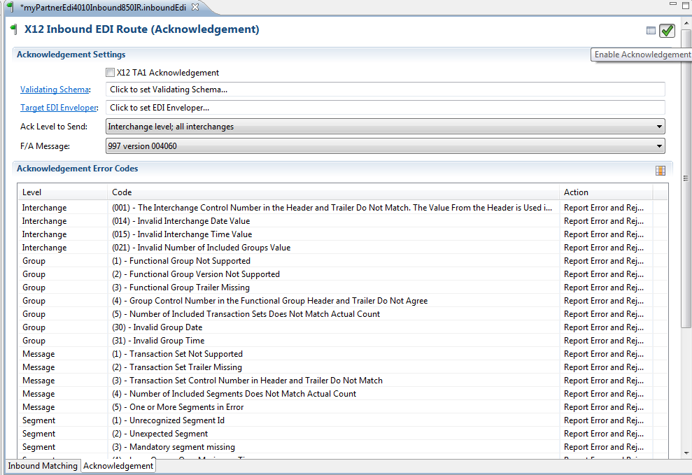 Cleo Clarify Inbound x12 EDI Route Acknowledgment Set-up