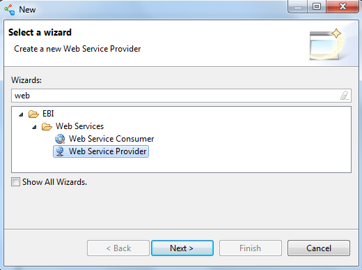 Cleo Clarify Select Web Service Provider Wizard 