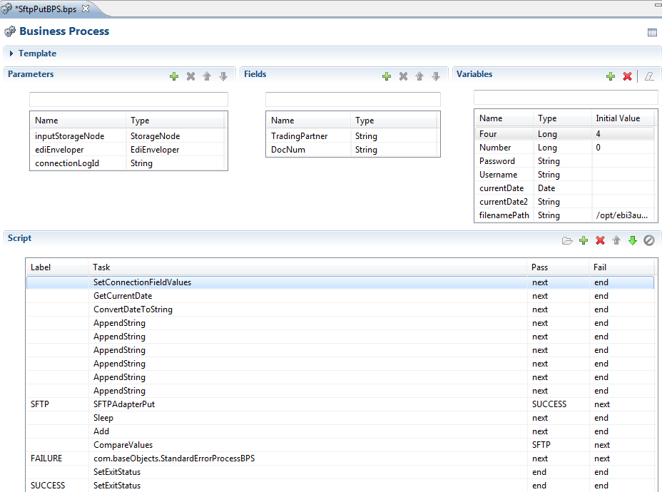 Cleo Clarify SFTP Create  Business Process Tasks