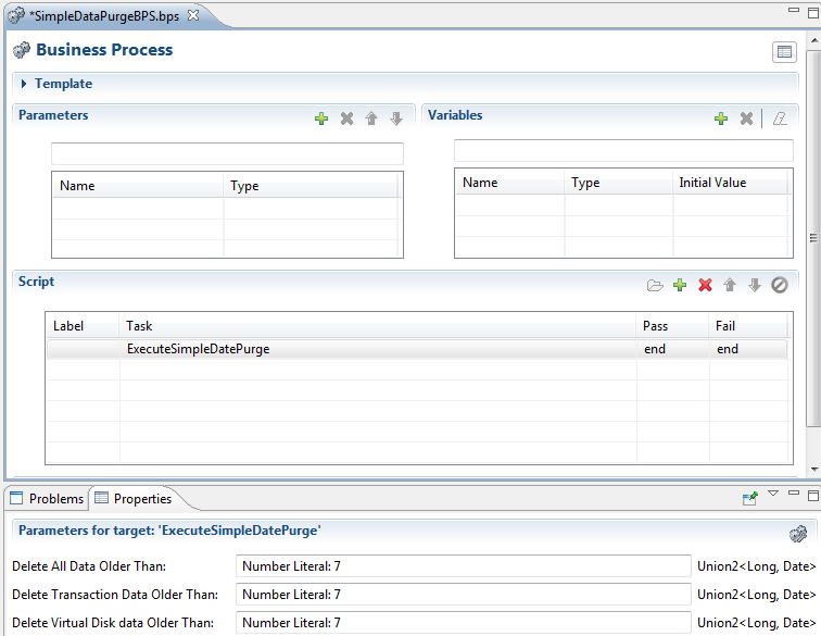 Cleo Clarify Business Process Simple Date purge with values -- 7 days