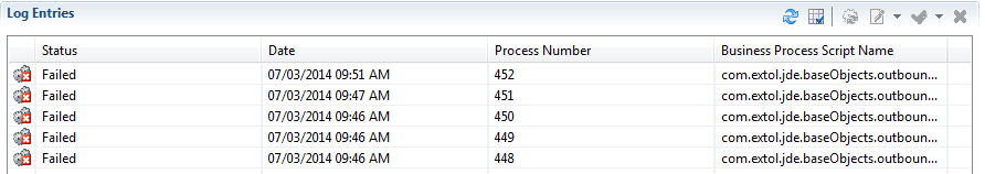 EXTOL Business Integrator 3 Outbound Log Entries