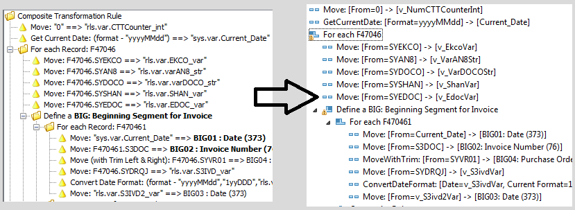 EXTOL Business INtegrator (EBI) 3 2.6 ruleset comparison to 3.1 ruleset